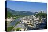 View from Moenchsberg Hill across Salzach River with Cathedral, Collegiate Church and Fortress Hohe-Hans-Peter Merten-Stretched Canvas