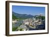 View from Moenchsberg Hill across Salzach River with Cathedral, Collegiate Church and Fortress Hohe-Hans-Peter Merten-Framed Photographic Print