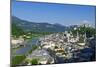 View from Moenchsberg Hill across Salzach River with Cathedral, Collegiate Church and Fortress Hohe-Hans-Peter Merten-Mounted Photographic Print