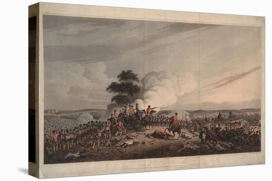 View from Mont St Jean of the Battle of Waterloo, 1816 (Coloured Aquatint)-null-Stretched Canvas