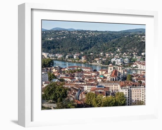 View from Mount Pipet on to the ancient town of Vienne, Isere, Auvergne-Rhone-Alpes, France, Europe-Jean Brooks-Framed Photographic Print