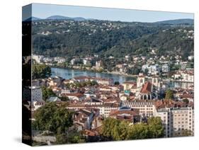 View from Mount Pipet on to the ancient town of Vienne, Isere, Auvergne-Rhone-Alpes, France, Europe-Jean Brooks-Stretched Canvas