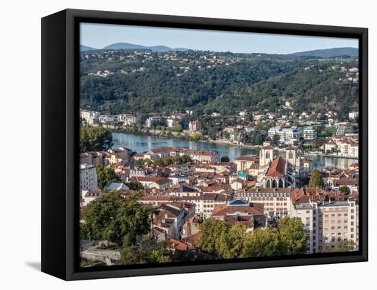 View from Mount Pipet on to the ancient town of Vienne, Isere, Auvergne-Rhone-Alpes, France, Europe-Jean Brooks-Framed Stretched Canvas
