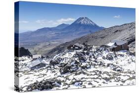 View from Mount Ruapehu of Mount Ngauruhoe with a Ski Cottage in the Foreground-Michael Runkel-Stretched Canvas
