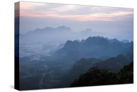 View from Mount Zwegabin at Sunrise, Hpa An, Kayin State (Karen State), Myanmar (Burma), Asia-Matthew Williams-Ellis-Stretched Canvas