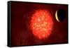 View from Neptune If Our Sun Were Replaced by Vy Canis Majoris-null-Framed Stretched Canvas