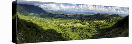 View from Nuuanu Pali State Wayside Viewpoint, Oahu, Hawaii, USA-Charles Crust-Stretched Canvas