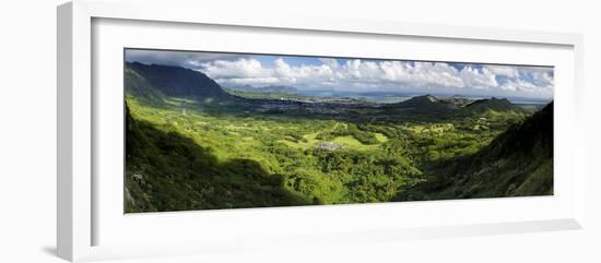 View from Nuuanu Pali State Wayside Viewpoint, Oahu, Hawaii, USA-Charles Crust-Framed Photographic Print