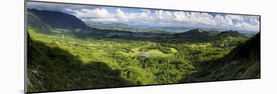 View from Nuuanu Pali State Wayside Viewpoint, Oahu, Hawaii, USA-Charles Crust-Mounted Photographic Print