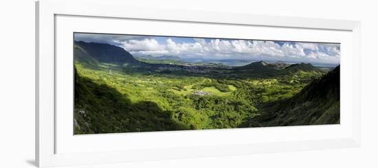 View from Nuuanu Pali State Wayside Viewpoint, Oahu, Hawaii, USA-Charles Crust-Framed Photographic Print