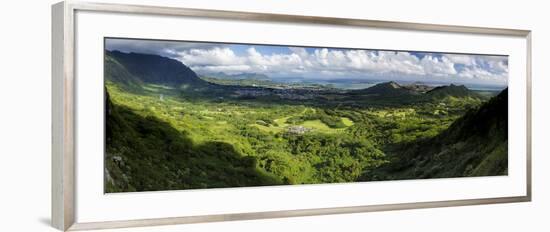 View from Nuuanu Pali State Wayside Viewpoint, Oahu, Hawaii, USA-Charles Crust-Framed Photographic Print