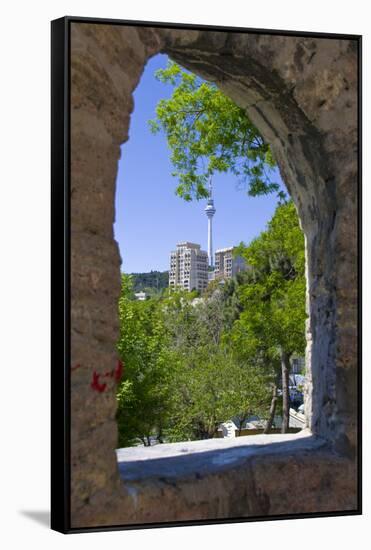 View from Palace of the Shirvanshahs over Baku with Television Tower, Azerbaijan-Michael Runkel-Framed Stretched Canvas