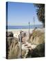 View from Palisades Down to Beach, Santa Monica Beach, Santa Monica, California, USA-Ethel Davies-Stretched Canvas