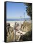 View from Palisades Down to Beach, Santa Monica Beach, Santa Monica, California, USA-Ethel Davies-Framed Stretched Canvas