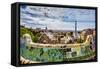 View from Parc Guell Towards City, Barcelona, Catalonia, Spain-Sabine Lubenow-Framed Stretched Canvas