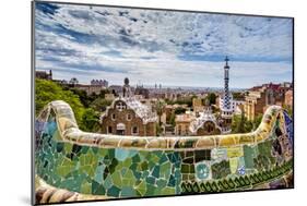 View from Parc Guell Towards City, Barcelona, Catalonia, Spain-Sabine Lubenow-Mounted Photographic Print
