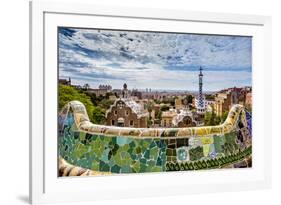 View from Parc Guell Towards City, Barcelona, Catalonia, Spain-Sabine Lubenow-Framed Photographic Print