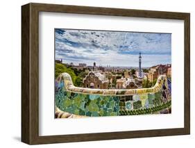 View from Parc Guell Towards City, Barcelona, Catalonia, Spain-Sabine Lubenow-Framed Photographic Print