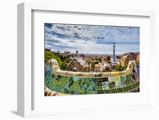 View from Parc Guell Towards City, Barcelona, Catalonia, Spain-Sabine Lubenow-Framed Photographic Print