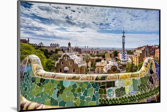 View from Parc Guell Towards City, Barcelona, Catalonia, Spain-Sabine Lubenow-Mounted Photographic Print