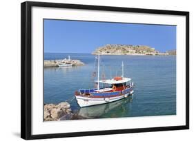 View from Plaka to Spinalonga Island (Kalidon), Former Leper Colony, Gulf of Mirabello-Markus Lange-Framed Photographic Print