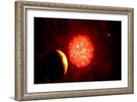 View from Pluto If Our Sun Were Replaced by Vy Canis Majoris-null-Framed Art Print