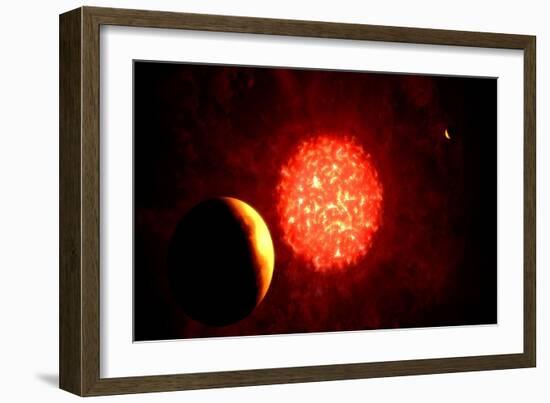 View from Pluto If Our Sun Were Replaced by Vy Canis Majoris-null-Framed Art Print