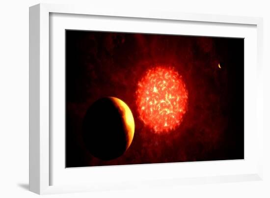 View from Pluto If Our Sun Were Replaced by Vy Canis Majoris-null-Framed Art Print