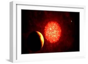 View from Pluto If Our Sun Were Replaced by Vy Canis Majoris-null-Framed Art Print