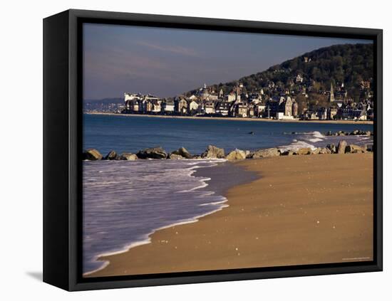 View from Pointe De Cabourg of Houlgate, Cote Fleurie, Basse Normandie, France-David Hughes-Framed Stretched Canvas