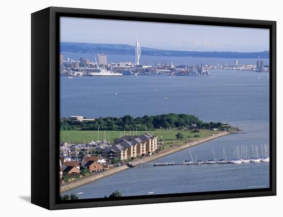 View from Portsdown Hill Towards City and Spinnaker Towr, Portsmouth, Hampshire, England-Jean Brooks-Framed Stretched Canvas