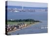 View from Portsdown Hill Towards City and Spinnaker Towr, Portsmouth, Hampshire, England-Jean Brooks-Stretched Canvas
