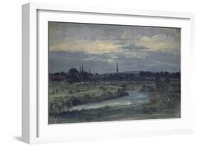 View from Pugin's House Near Salisbury (Oil on Millboard, Mounted as a Drawing)-David Charles Read-Framed Giclee Print