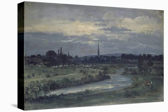 View from Pugin's House Near Salisbury (Oil on Millboard, Mounted as a Drawing)-David Charles Read-Stretched Canvas