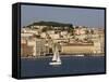 View from River Tagus, Showing Praca Comercio, Castle and Cathedral, Lisbon, Portugal-Rolf Richardson-Framed Stretched Canvas