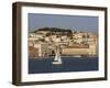 View from River Tagus, Showing Praca Comercio, Castle and Cathedral, Lisbon, Portugal-Rolf Richardson-Framed Photographic Print