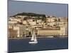 View from River Tagus, Showing Praca Comercio, Castle and Cathedral, Lisbon, Portugal-Rolf Richardson-Mounted Photographic Print