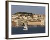 View from River Tagus, Showing Praca Comercio, Castle and Cathedral, Lisbon, Portugal-Rolf Richardson-Framed Photographic Print