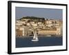 View from River Tagus, Showing Praca Comercio, Castle and Cathedral, Lisbon, Portugal-Rolf Richardson-Framed Photographic Print