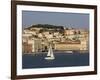 View from River Tagus, Showing Praca Comercio, Castle and Cathedral, Lisbon, Portugal-Rolf Richardson-Framed Photographic Print