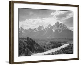 View From River Valley Towards Snow Covered Mts River In Fgnd, Grand Teton NP Wyoming 1933-1942-Ansel Adams-Framed Art Print