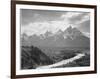 View From River Valley Towards Snow Covered Mts River In Fgnd, Grand Teton NP Wyoming 1933-1942-Ansel Adams-Framed Art Print