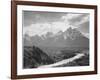 View From River Valley Towards Snow Covered Mts River In Fgnd, Grand Teton NP Wyoming 1933-1942-Ansel Adams-Framed Art Print