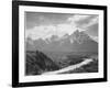 View From River Valley Towards Snow Covered Mts River In Fgnd, Grand Teton NP Wyoming 1933-1942-Ansel Adams-Framed Art Print