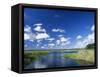 View from Riverbank of White Clouds and Blue Sky, Myakka River State Park, Near Sarasota, USA-Ruth Tomlinson-Framed Stretched Canvas