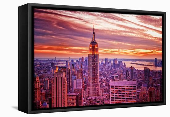 View from Rockefeller Center Towards Lower Manhattan in the Even-Sabine Jacobs-Framed Stretched Canvas