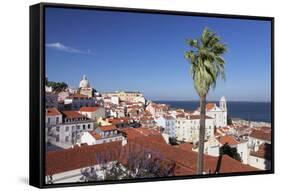 View from Santa Luzia viewpoint over Alfama district to Tejo River, Lisbon, Portugal, Europe-Markus Lange-Framed Stretched Canvas
