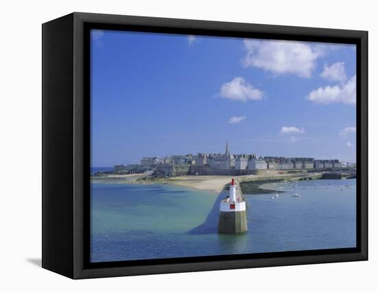 View from Sea to the Walled Town (Intra Muros), St. Malo, Ille-Et-Vilaine, Brittany, France, Europe-Ruth Tomlinson-Framed Stretched Canvas