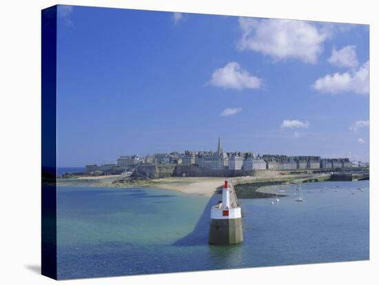 View from Sea to the Walled Town (Intra Muros), St. Malo, Ille-Et-Vilaine, Brittany, France, Europe-Ruth Tomlinson-Stretched Canvas