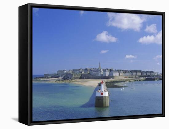 View from Sea to the Walled Town (Intra Muros), St. Malo, Ille-Et-Vilaine, Brittany, France, Europe-Ruth Tomlinson-Framed Stretched Canvas